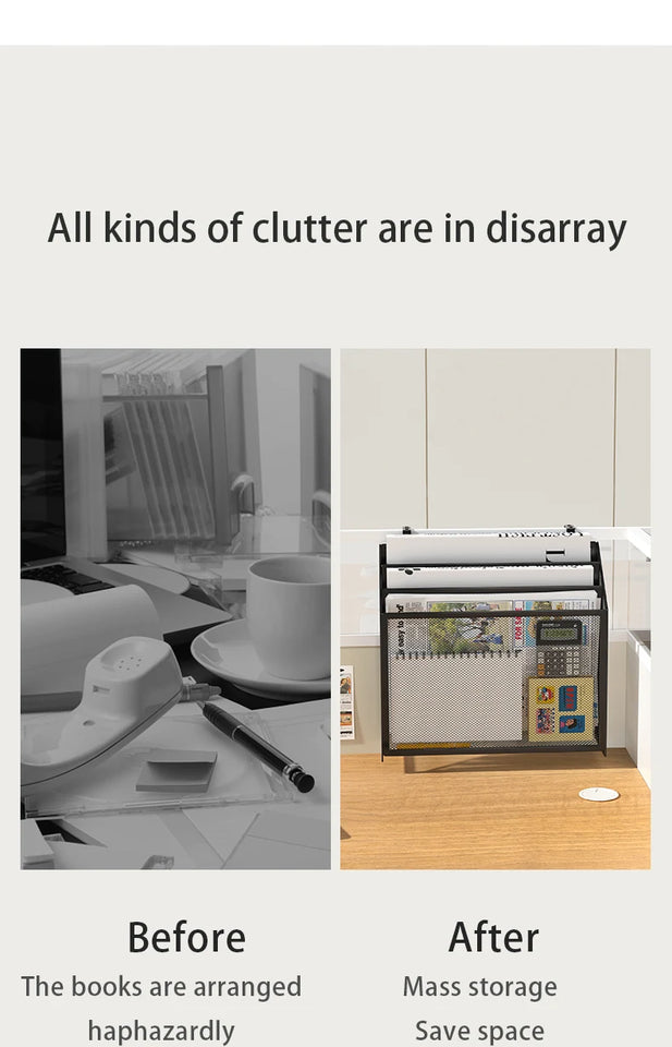 Desk Mail Organizer for Countertops, Mesh Bill Desk Organizer, File and Letter Holder, Letter Tray, Paper Mail Sorter,