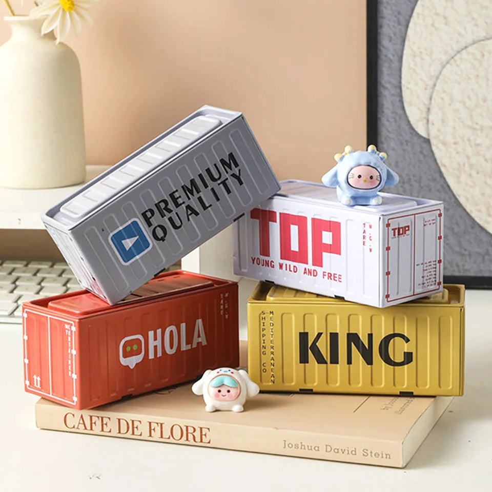 Mini Compact Iron Storage Container - Creative Desktop Organizer Desk Organizer Metal Box for Rings Chargers Pens Coins Jewelry