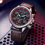 BORUSE Fashion Mens Sports Watches Luxury Men Business Wrist Watch Leather Quartz Watch Waterproof Luminous Male Clock With Box