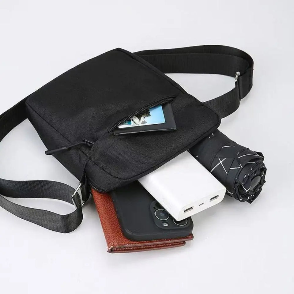 New Nylon Polyester Crossbody Bags Black Grey Blue Minimalists Tote Bag Long Shoulder Strap Travel Storage Bag For Men Women