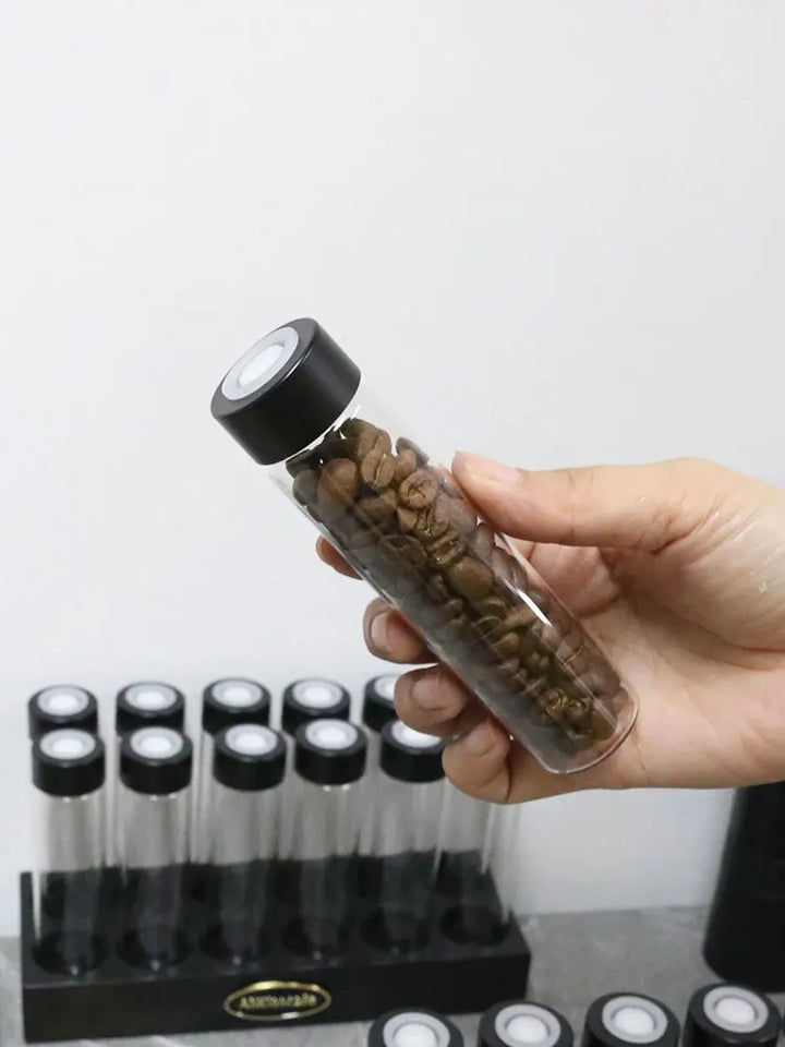 Coffee Beans Storage Container Tube Display Rack One-Way Exhaust Valve Single Dose Tea Bottle Glass With Funnel Barista Tools