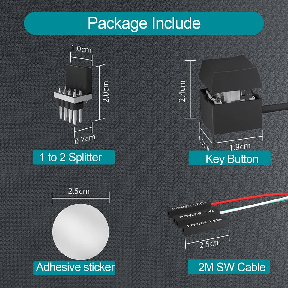 RGEEK  PC Power Button SwitchMechanical Keycaps Motherboard External Start Computer Switch On/Off Button Extension Cable