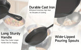 3PCS Cast Iron Skillet Set (6/8/10 Inch)  Pre-Seasoned, Heavy-Duty Pans for Oven, Grill & Campfire, Even Heat, Non-Stick Surface
