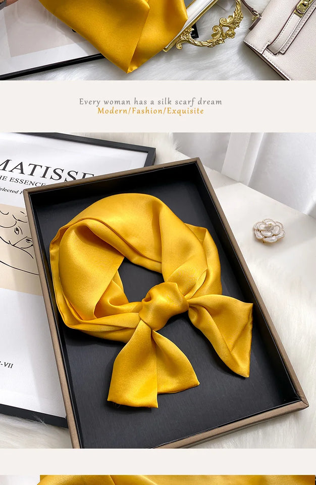 Fashion Design 100% Real Silk Skinny Scarves Handle Bag Ribbons Foulard Tie Hair Band Neckerchief Print Headbands For Women
