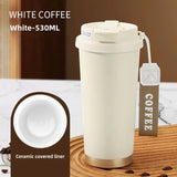 Ceramic Lined Insulated Cup Travel Coffee Cup with Sealed Lid Reusable Ceramic Lining High Aesthetic Value