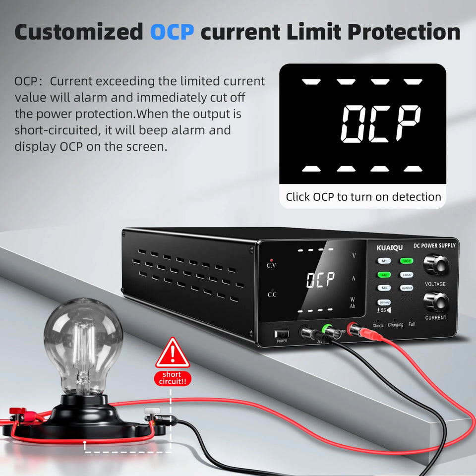 15V 30V 60V DC Power Supply Variable High Power Bench Power Supply for Fast Recharge, Equivalent to adding a BMS to your battery