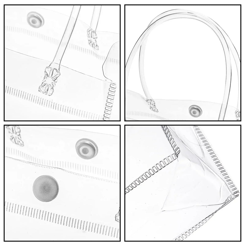 1-50PCS Clear Tote Waterproof Bag Reusable PVC Clear Shopping Bag Shoulder Handbag Environmentally Travel Storage Bag Shoes Bag