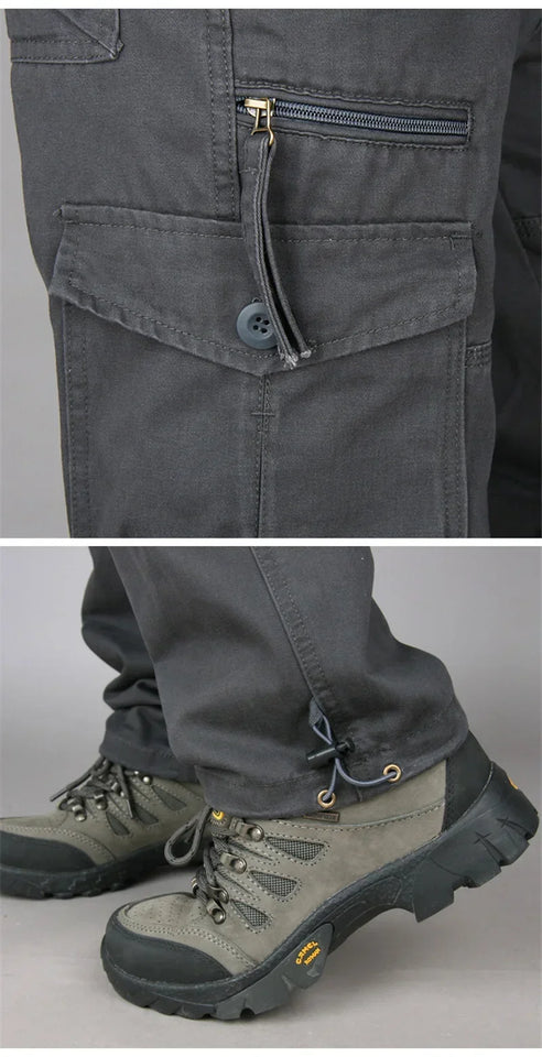 Camping Hiking Pants Men Cargo   Cotton Overalls Straight  Trousers Multi-Pocket Baggy  Slacks Pants