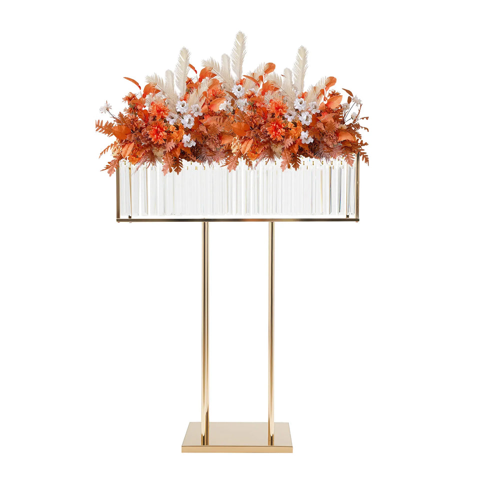 Bymaocar 70*90cm Wedding Flower Stand, Wedding Crystal Flower Stand, Crystal Flower Stand Gold