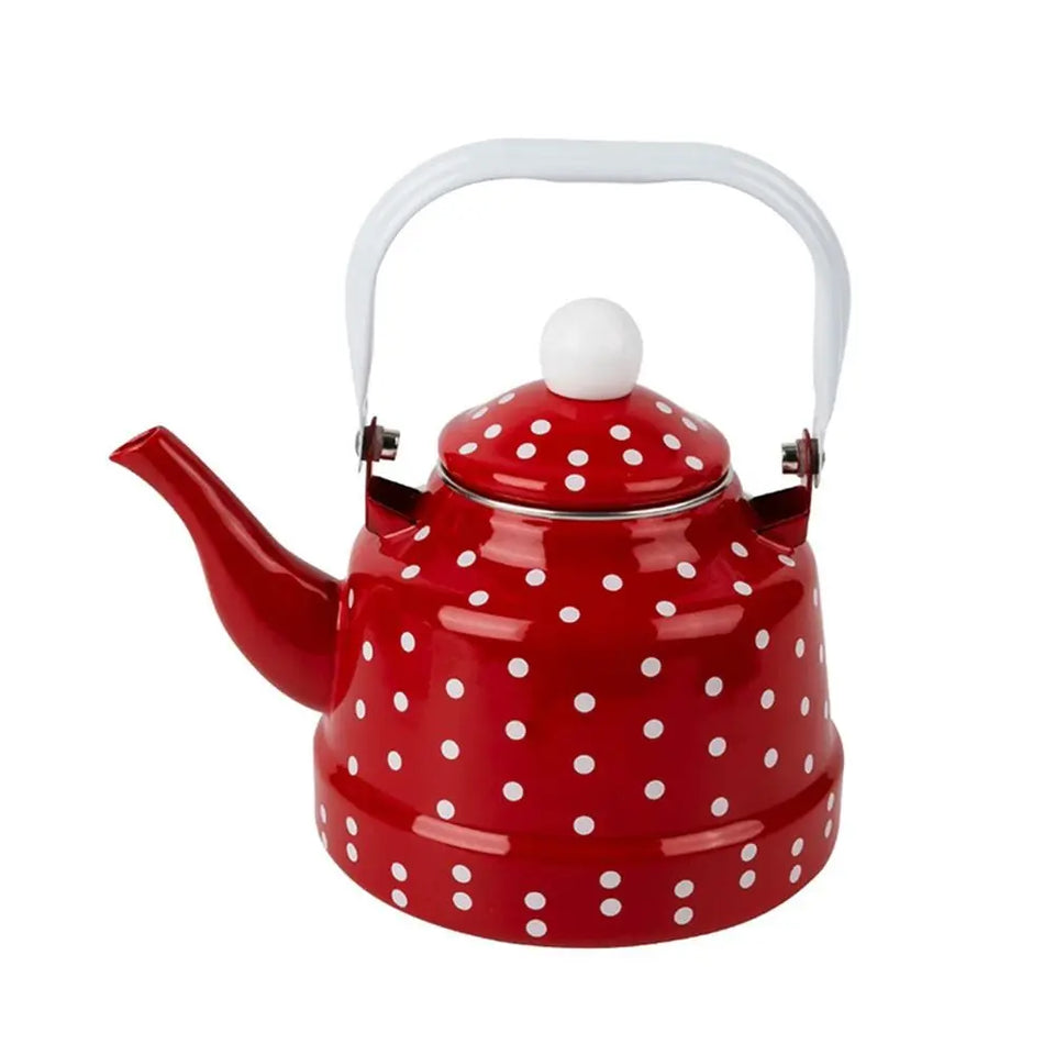 Classic Design Enamel Enamel Tea Kettle European Style Handmade Tea Pot Unbreakable No Whistling Water Kettle Restaurant