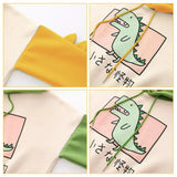 Winter Cute Dinosaur Cartoon Hoodie Women Fashion Sweatshirt Casual Print Long Sleeve Korean Style Splice Tops Kawaii Clothes