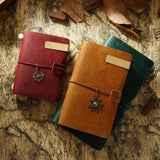 Refillable Leather Travel Notebooks Diary, Retro Handmade Leather Portable Travel Journals Sketchbook for School Office Supplies