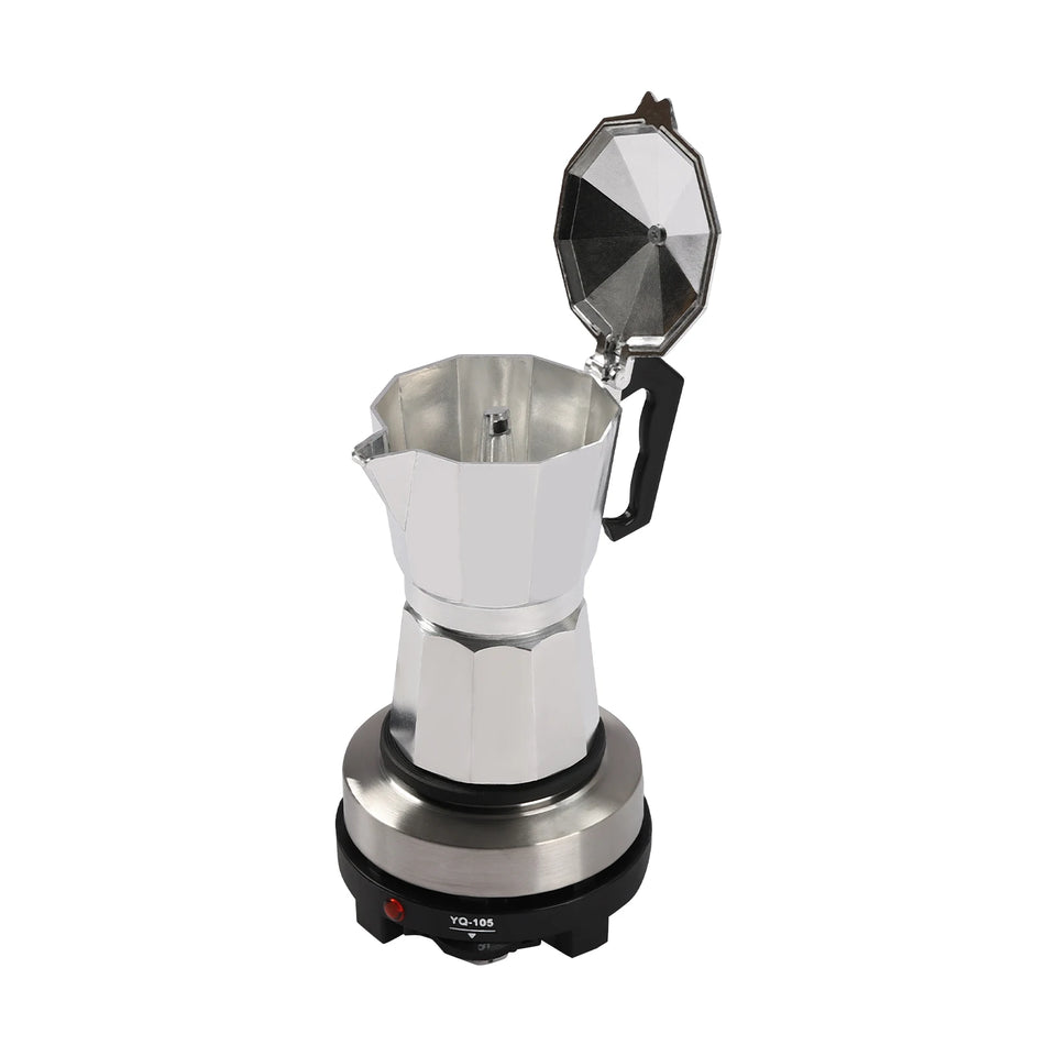 Moka Pot Electric Coffee Maker, 500W 5 Levels,Adjustable Temperature with Heating Plate, Automatic Heating Espresso Coffee Maker