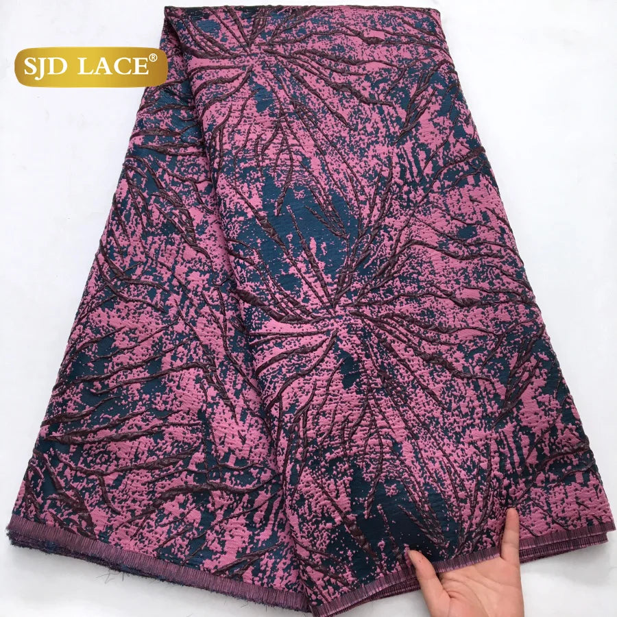SJD LACE African French Tulle Brocade Lace Fabrics Damask Lace 2026 Latest Nigerian Gilding Jacquard for Women Party Dress 4318