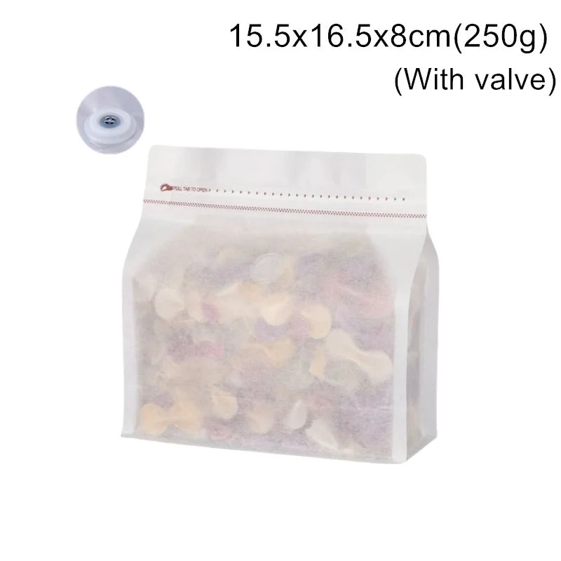 StoBag 50pcs White Cotton Paper Coffee Beans Packaging Bag with/No Valve Sealed for Powder Nuts Storage Stand Up Reusable Pouch