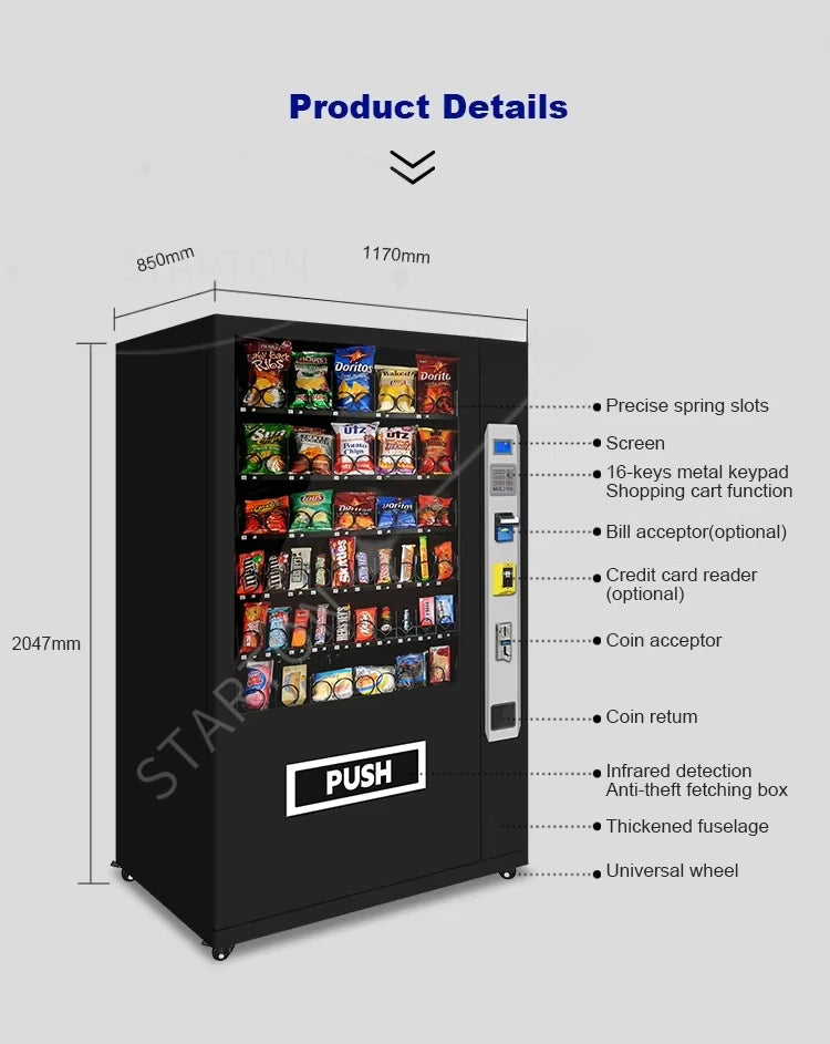 Snack and  Beverages Refrigerated  Automatic Vending Machines for Retail Items Vending Machines