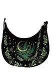 Dark Gothic Witch Plant Embroidered Flannel Shoulder Underarm Bag, Vintage Large Capacity Crossbody Bag,  Bags for Women
