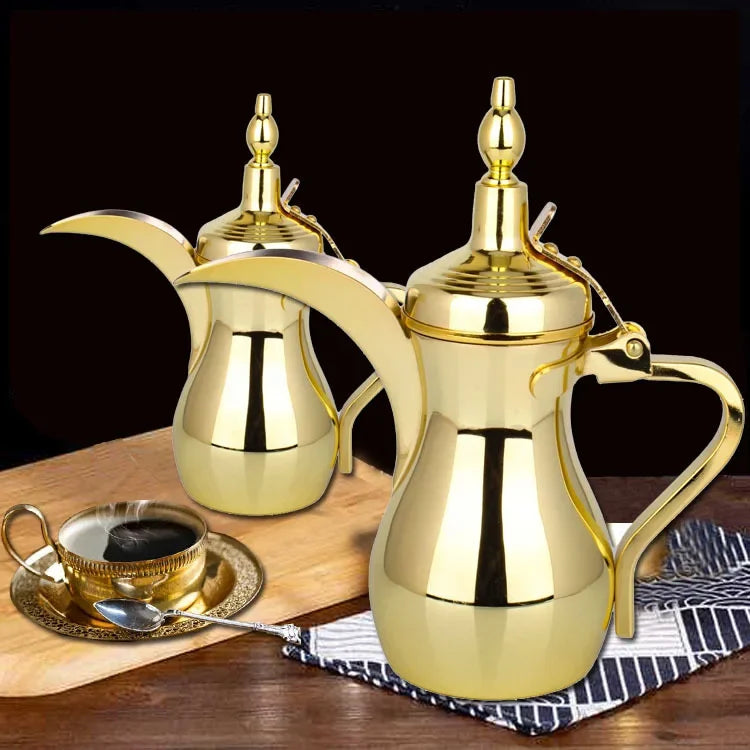 Golden Arabic Coffee Pots, ,Hot Water long-mouthed Tea Kettle Coffee Maker, Narrow Teapot 500/700ML 304 Stainless Steel