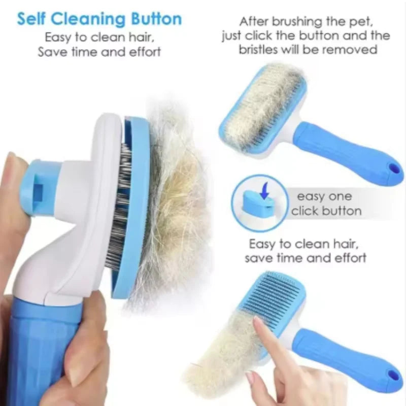 Pet Hair Remover Comb One Click Self Cleaning Brush for Dogs Cats Grooming Tool Effectively Remove Loose Floating Fur Shedding