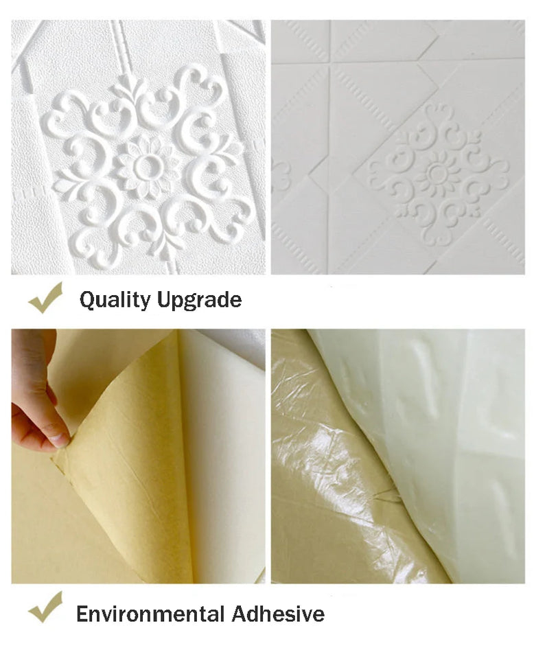 1-10pcs 70x70cm 3D Room Decor Decoration Self-adhesive Wall Stickers Foam Waterproof Anti-collision Wallpaper Ceiling Background