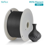 SUNLU 5KG PETG/PLA/PLA PLUS 3D Filament 1.75mm Large Spool Neatly Wound Big Roll Printing Filament for Most FDM 3D Printer