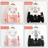 Harajuku Funny Women Hoodies 100% Cotton Winter Plus Fleece Cute Pink Anime Sweatshirt Teen Girl Kawaii Long Sleeve Y2K Hoodie