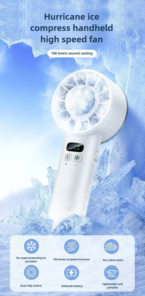 2025 New Cooling Handheld Fan with Ice Pack and Silent Operation100 Portable High-Speed Fan USB Mini Fan