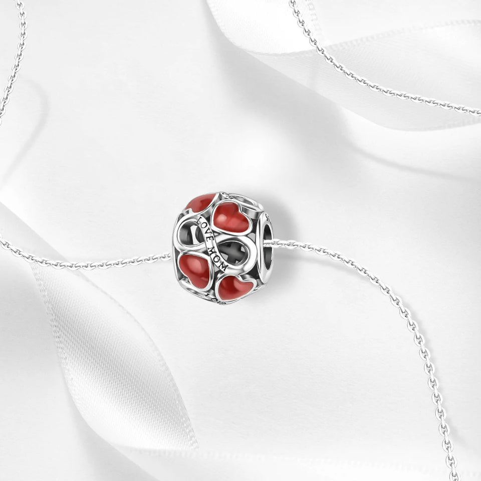 Red Series 925 Sterling Silver Koi Firecracker Dragon Heart Mushroom Coffee Machine Charm Fit DIY Bracelet Necklace Niche Gifts