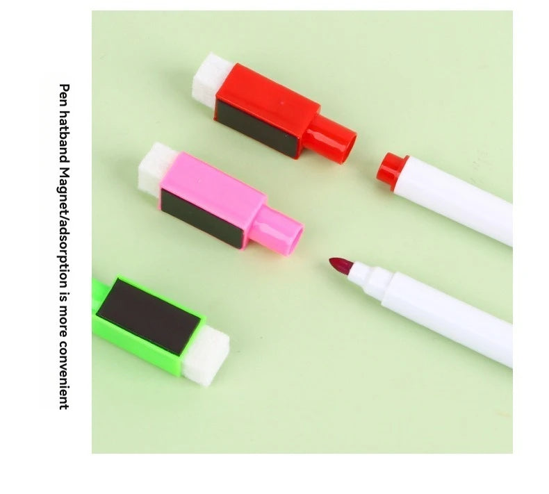 100/5Pcs Dry Erase Whiteboard Markers Set, Washable Pens with Magnetic Eraser for Office Whiteboards & Art Supplies