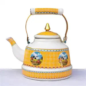 1.7L Tibetan Style Porcelain Enameled Teapot Chinese Ethnic Characteristic Milk Tea Infuser Enamel Boiling Water Kettle