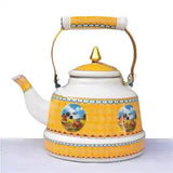 1.7L Tibetan Style Porcelain Enameled Teapot Chinese Ethnic Characteristic Milk Tea Infuser Enamel Boiling Water Kettle