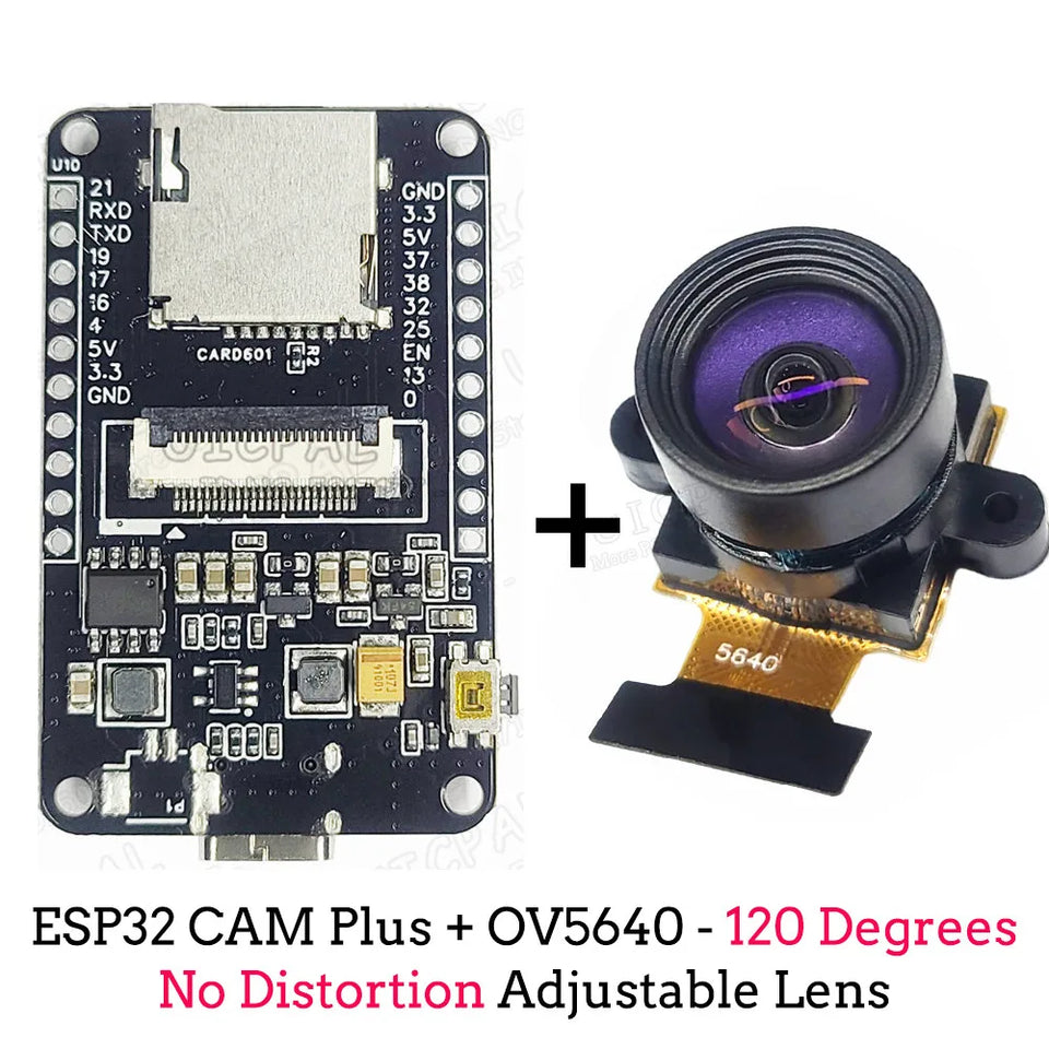 OV5640 ESP32 CAM Camera Module Kit 2.4 GHz WiFi and Bluetooth Develop Board Type C 8MB PSRAM HD 5MP Auto Focus 66 120 160 Degree