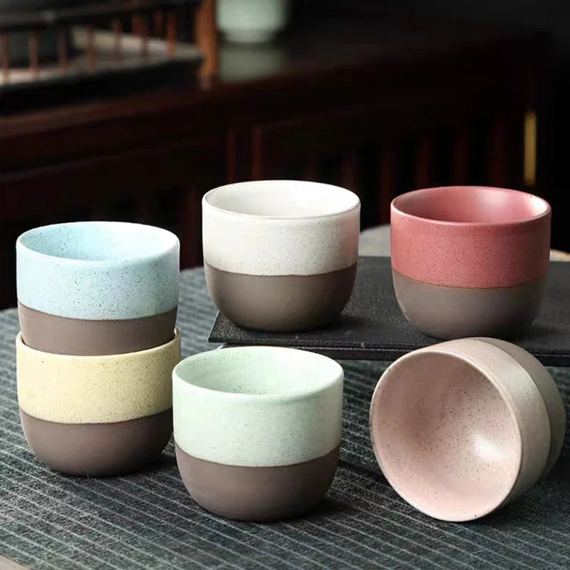 Japanese Ceramic Tea Cup Retro Matte Coarse Pottery Espresso Cups Handmade Coffee Ceramic Mug Drinkware Gift