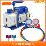 SIHAO 1.8CFM Vacuum Pump with Gauges AC Refrigerant  Vacuum Packing Air Condition Automobile Maintenance 220V 110V