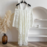 New Spring and Summer Fashion Women's Fringed Knitted Shawl Women Hollow out Solid Color Capes Knitted Pullover