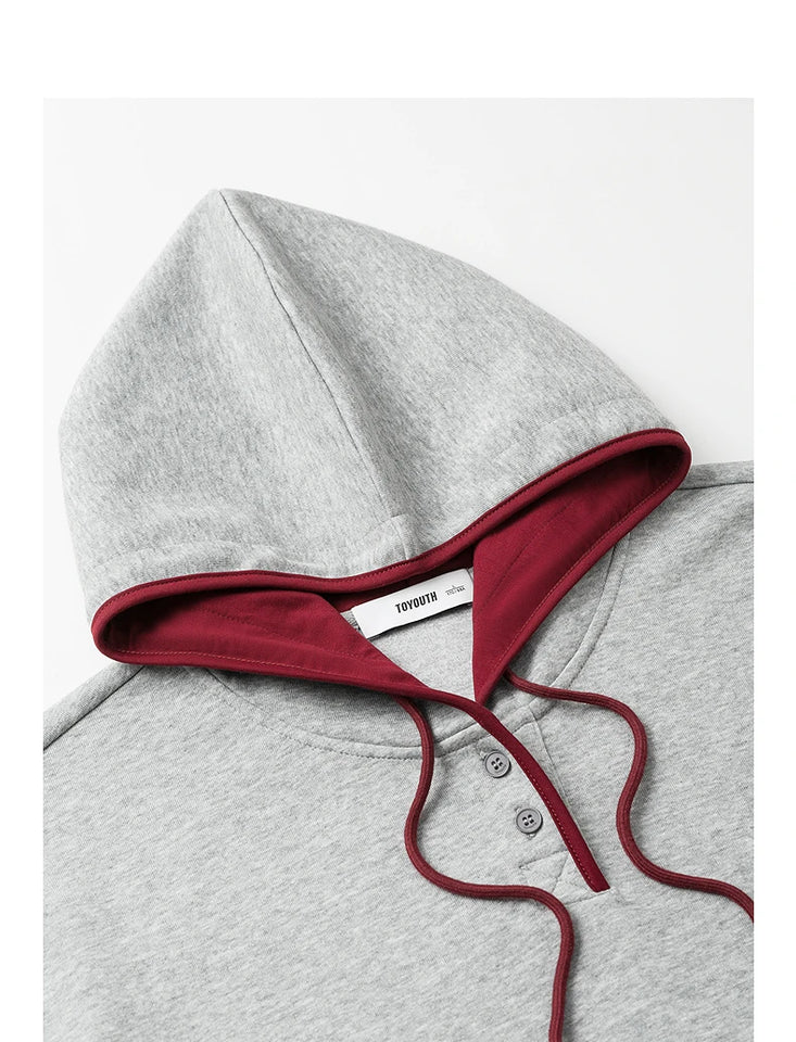 TOYOUTH Women Hoodies Sweatshirt 2025 Autumn New Contrasting Color Embroidery Splicing Hooded Pullover Tops