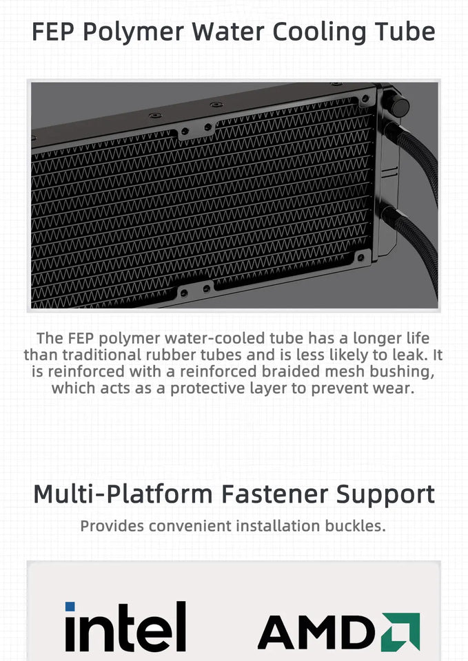 TEUCER NA-240 ARGB CPU Liquid Cooler LGA 2011 1700 1200 AM4 AM5 240mm Water Cooling Radiator Equipped with JM-1 Wireless Fan