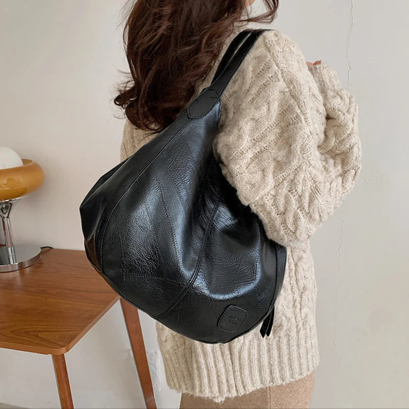 Womens Hand Bags Soft PU-Leather Shoulder Bags Ladies All-Matching Shopping Dating Bag Large Capacity Crossbody Bag Gift