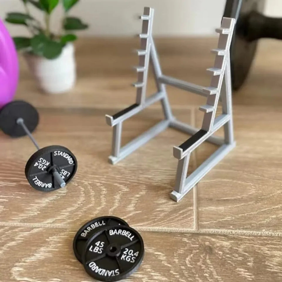 Creative Barbell Rack Pen Holder With Barbells And Weights Desk Pen Organizer Mini Squat Rack Ornaments Stationery Storage Rack