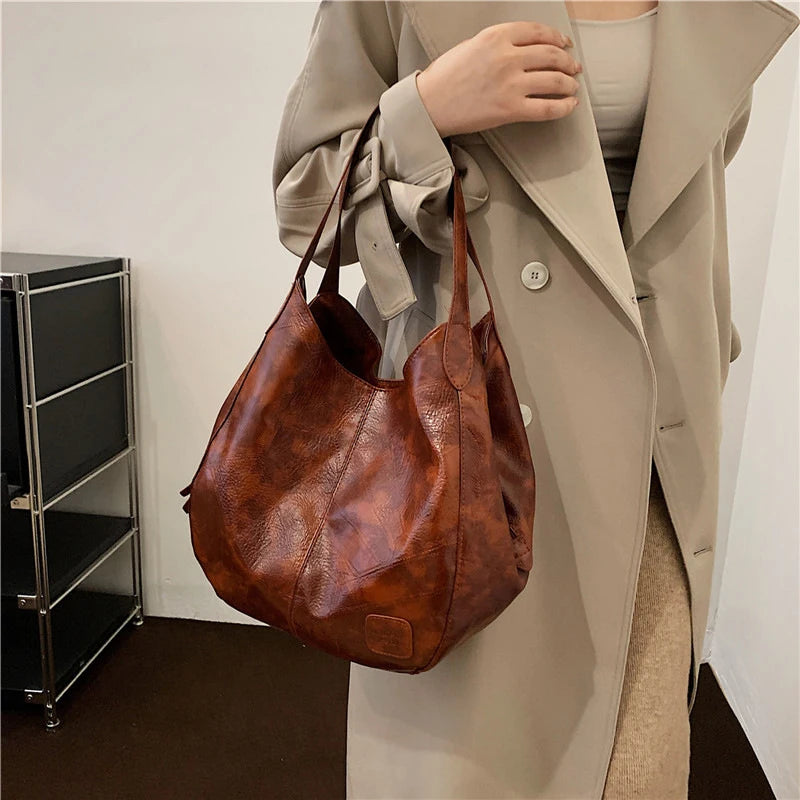 Womens Hand Bags Soft PU-Leather Shoulder Bags Ladies All-Matching Shopping Dating Bag Large Capacity Crossbody Bag Gift