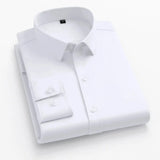 55-105KG Men's long sleeved elastic shirt, non ironing business dress, professional work attire, stand up collar shirt