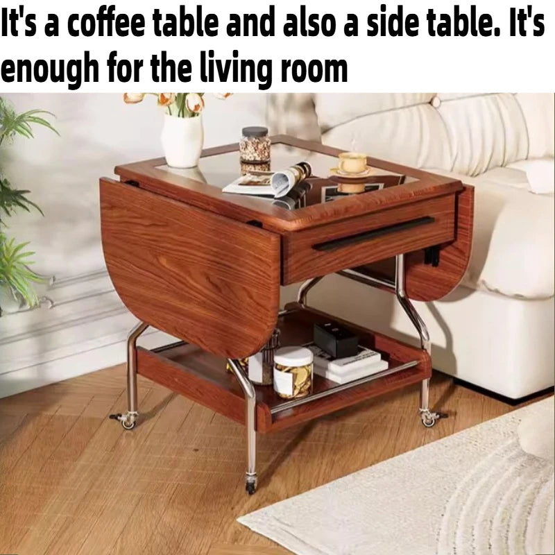 Living Room Coffee Tables Mobile Hotel Small Trolley Balcony Folding Side Table Auxiliary Lounge Center Furniture For Rooms