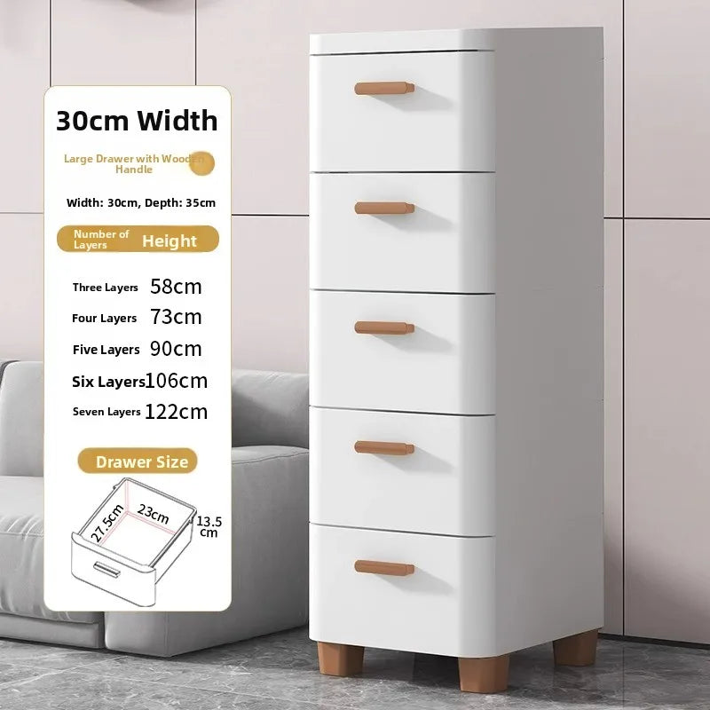 Narrow Space Storage Cabinet Drawer Style Kitchen Bathroom Multi-layer Organizer Shelf Wall Mounted Rectangular Plastic Storage
