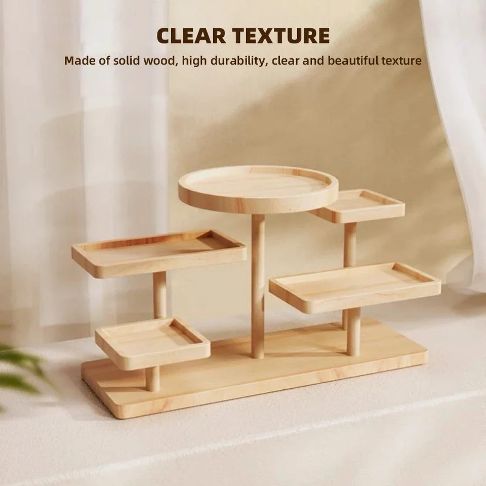 Solid Wood Stall Display Stand Creative Wood Jewelry Ornaments Display Table Ins Style Display Multi-layer Storage Rack
