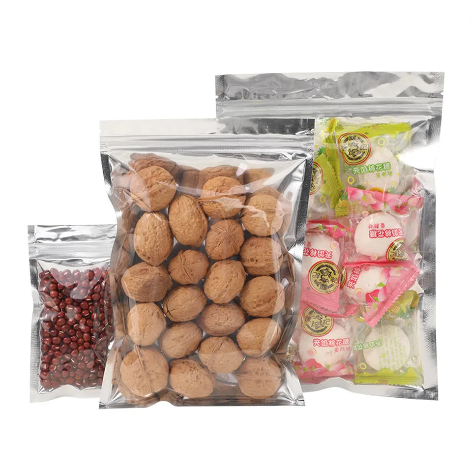 100pcs Silver Dumb Aluminum Foil Bags Heat Seal - Top Open Mylar Foil Bag Matte Surface Plastic Food Package Spices/Sauce Pouch