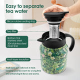 1000ml Vintage Floral Tea Thermos Stainless Steel Tea Kettle Drip-Proof Tea Pot With Tea Infuser Mini Thermo Coffee Pot