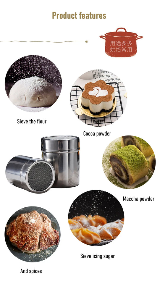 1pc Stainless Steel Chocolate Shaker Cocoa Flour Coffee Sifter Or 16Pcs Coffee Stencils Template Strew Pad Duster Spray Tools