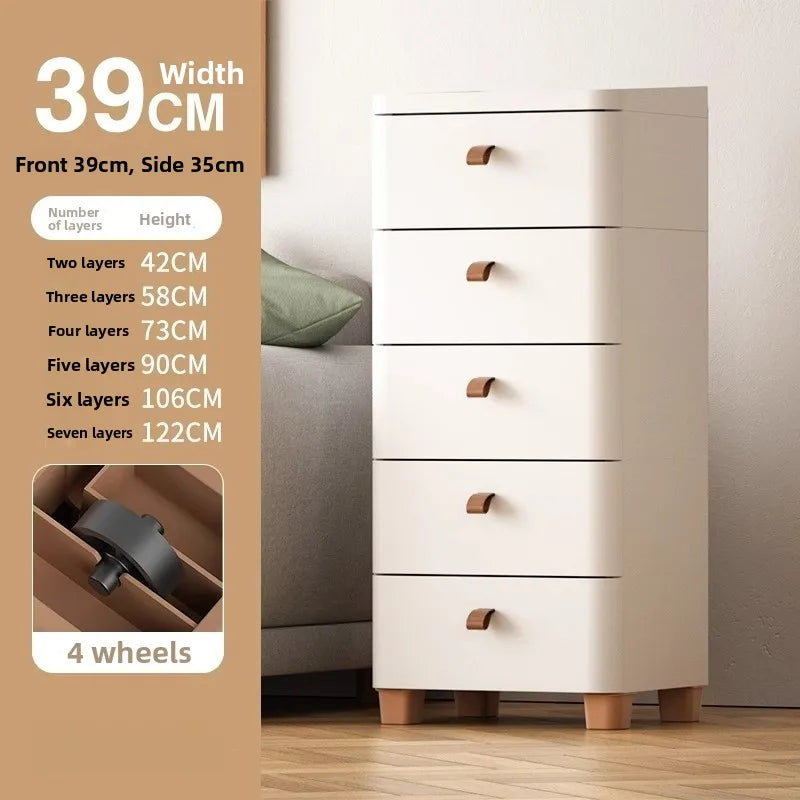 Narrow Space Storage Cabinet Drawer Style Kitchen Bathroom Multi-layer Organizer Shelf Wall Mounted Rectangular Plastic Storage