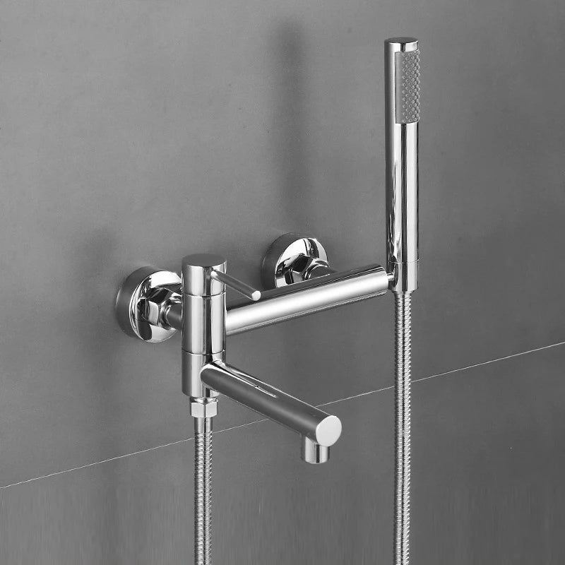 Bathtub Shower Faucet Brass Single Handle Waterfall Spout Wall Mounted Mixers Taps with Hand Shower Sets Bathroom Bidet Taps