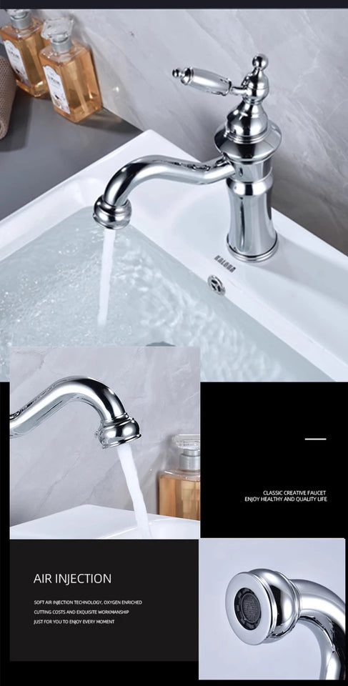 Chrome Basin Faucet Brass Black 360° rotatable basin faucet European-style Hot and Cold mixing faucet Brushed
